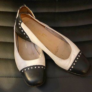 Salvatore Ferragamo Blue and White Spectator Flats